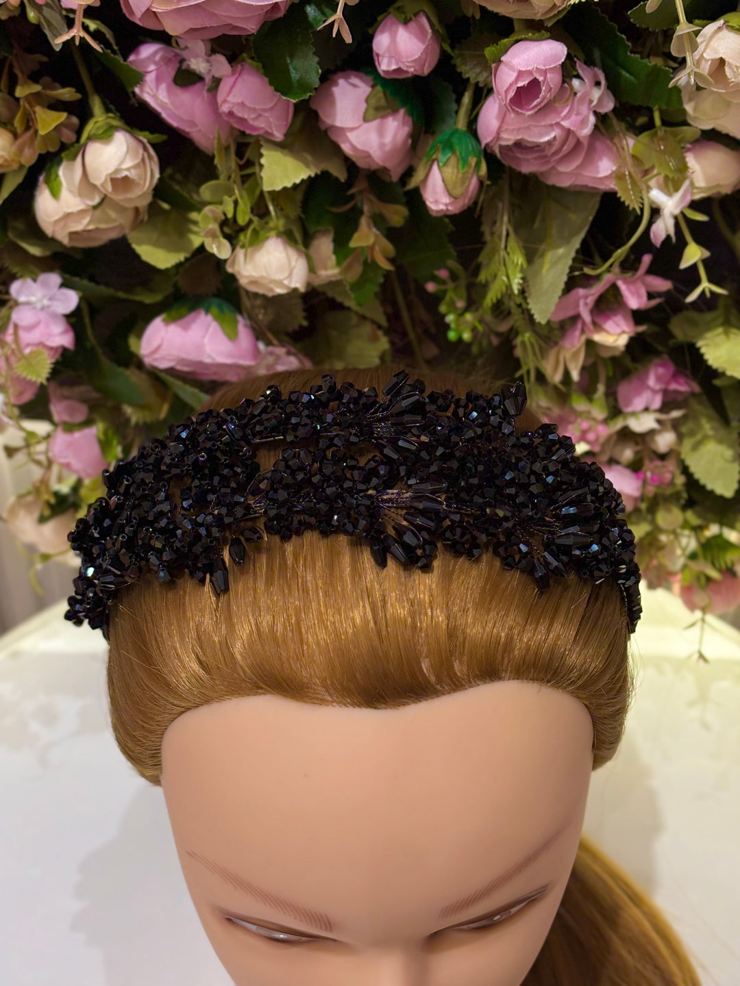 Luxury Double Layered Black Crystal Headband