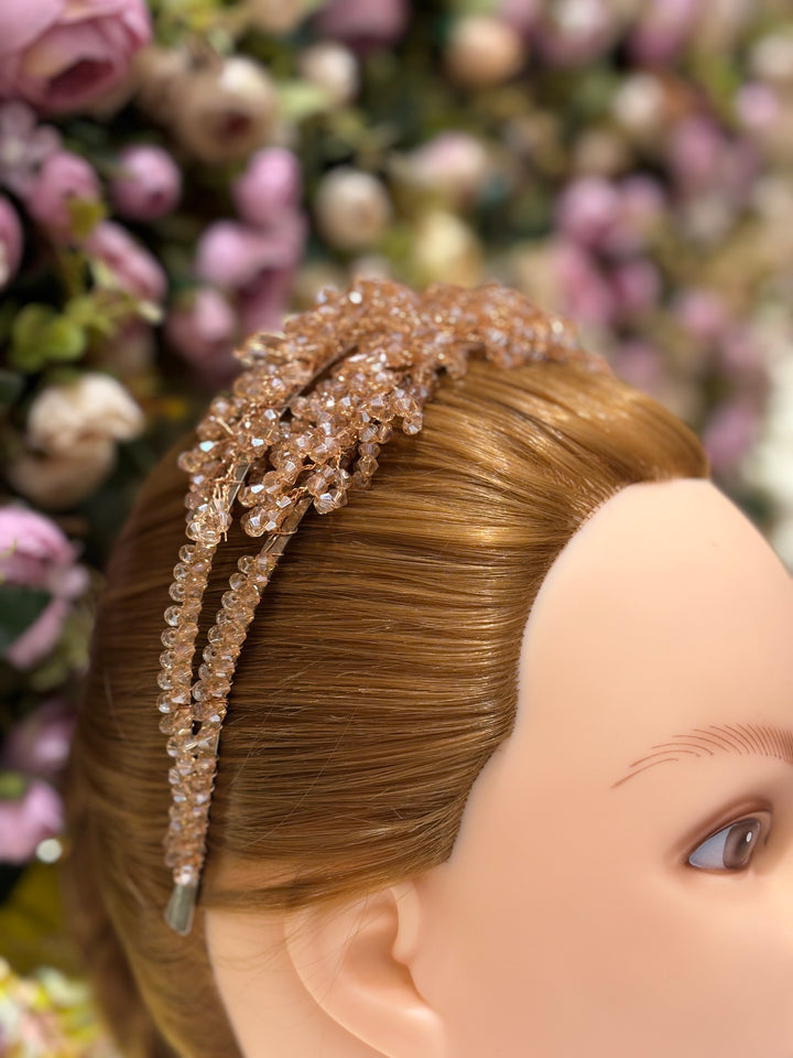 Luxury Double Layered Gold Crystal Headband
