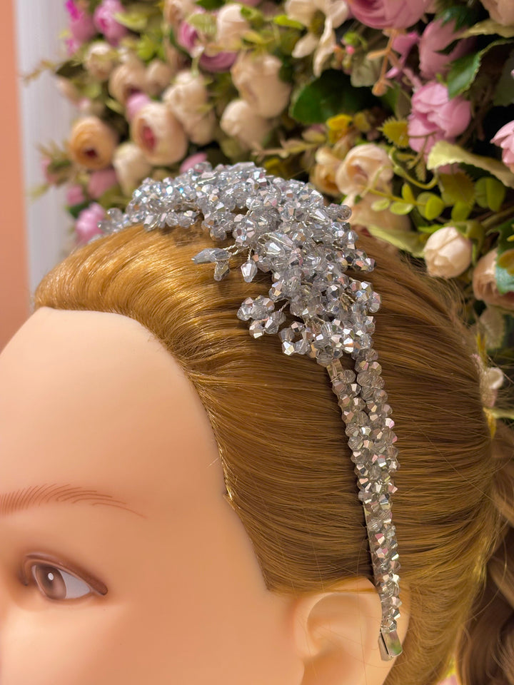 Luxury Double Layered Silver Crystal Headband