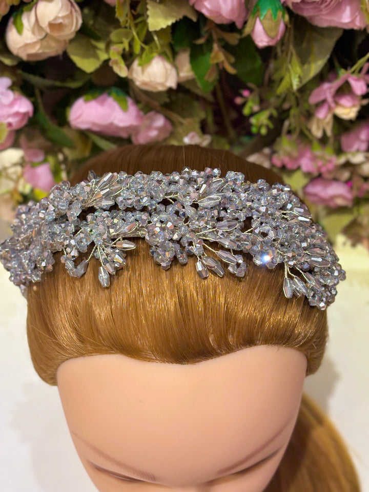Luxury Double Layered Silver Crystal Headband
