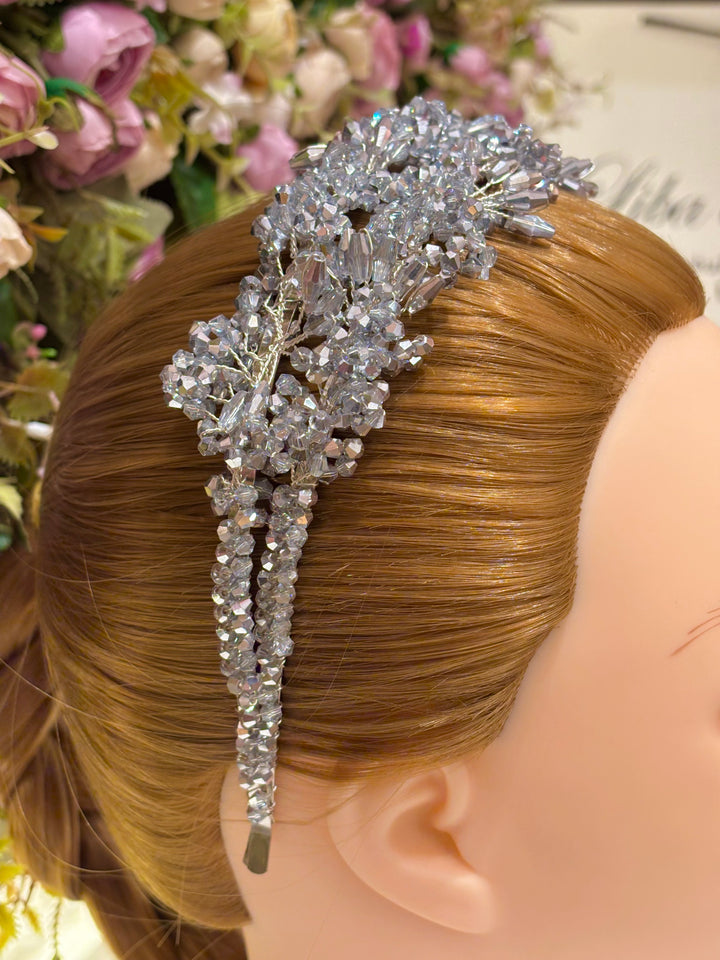 Luxury Double Layered Silver Crystal Headband