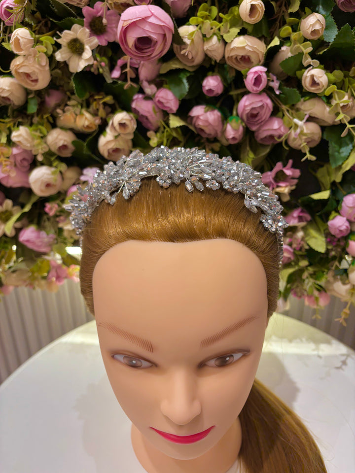 Luxury Double Layered Silver Crystal Headband