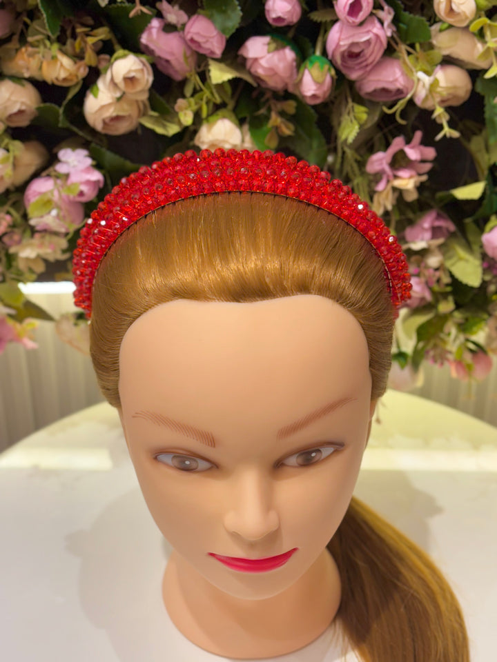 Luxury Double Row Red Crystal Headband