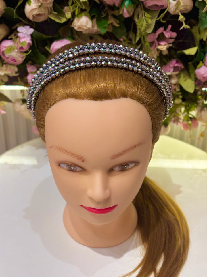 Luxury Double Row Silver Crystal Headband