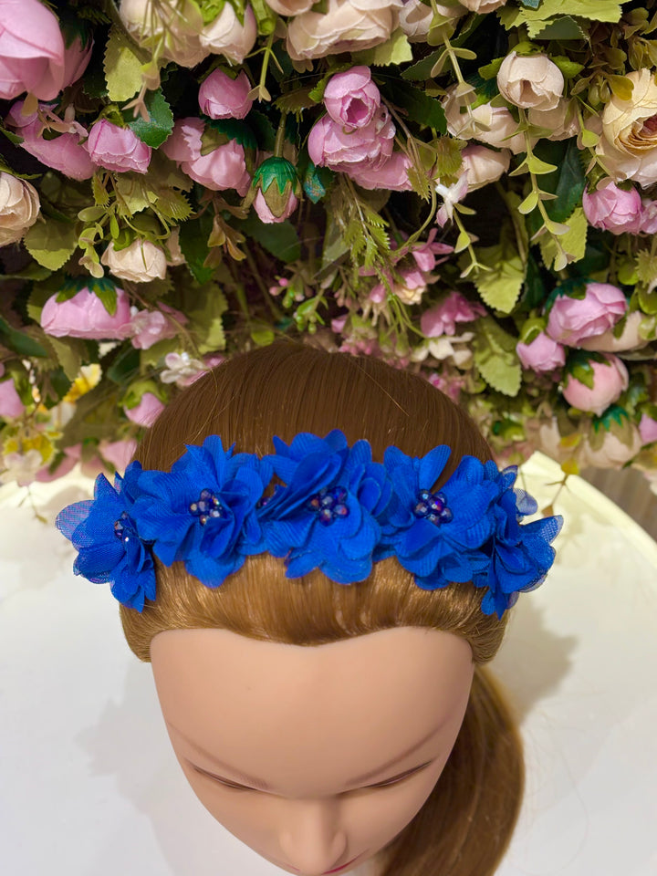 Luxury Handmade Blue Pearl & Flower Hairband