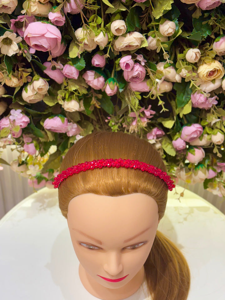 Luxury Handmade Red Pearl Hairband