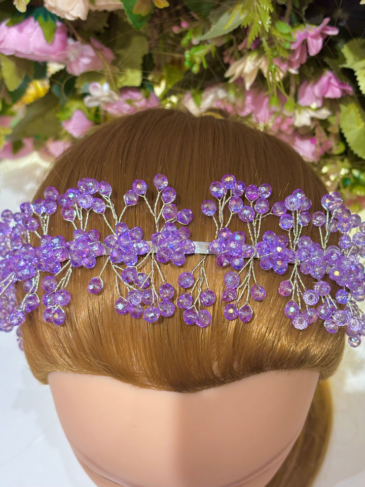 Snow Bloom Crystal Tiara Purple Color Hairband