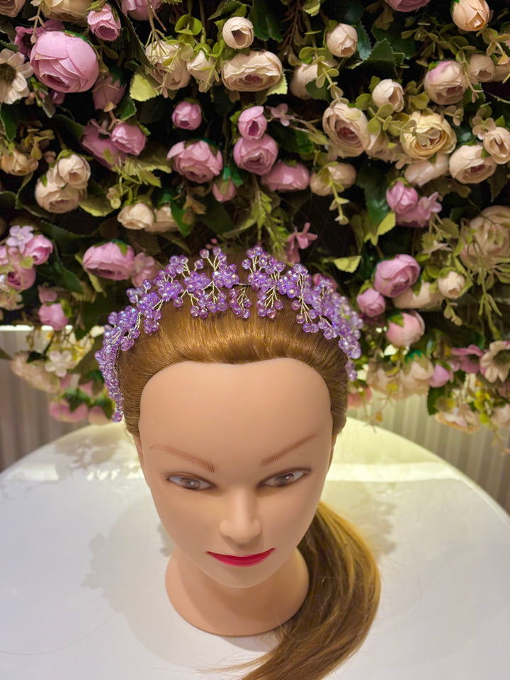 Snow Bloom Crystal Tiara Purple Color Hairband