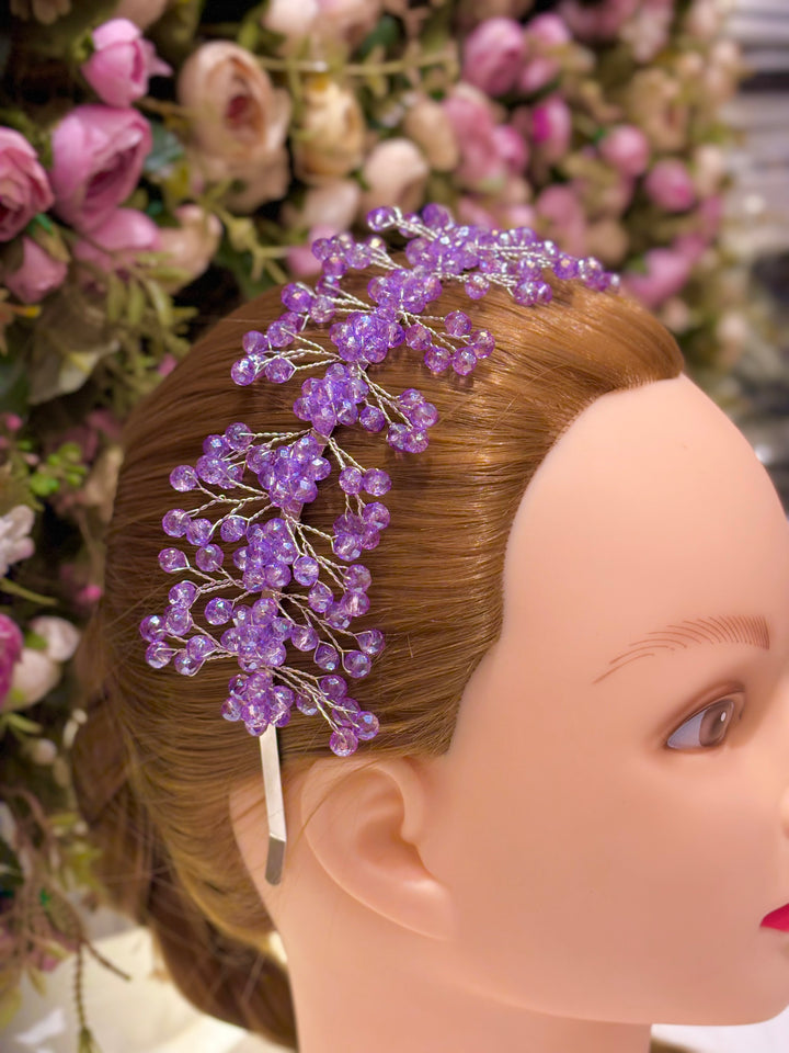 Snow Bloom Crystal Tiara Purple Color Hairband