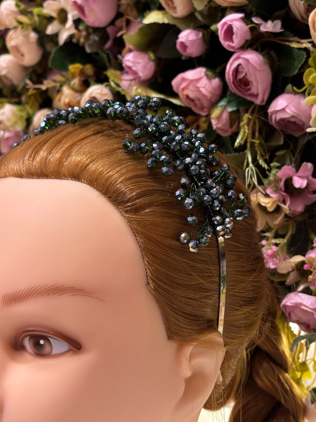 Snow Bloom Crystal Tiara Green Color Hairband