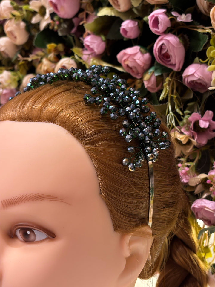 Snow Bloom Crystal Tiara Green Color Hairband