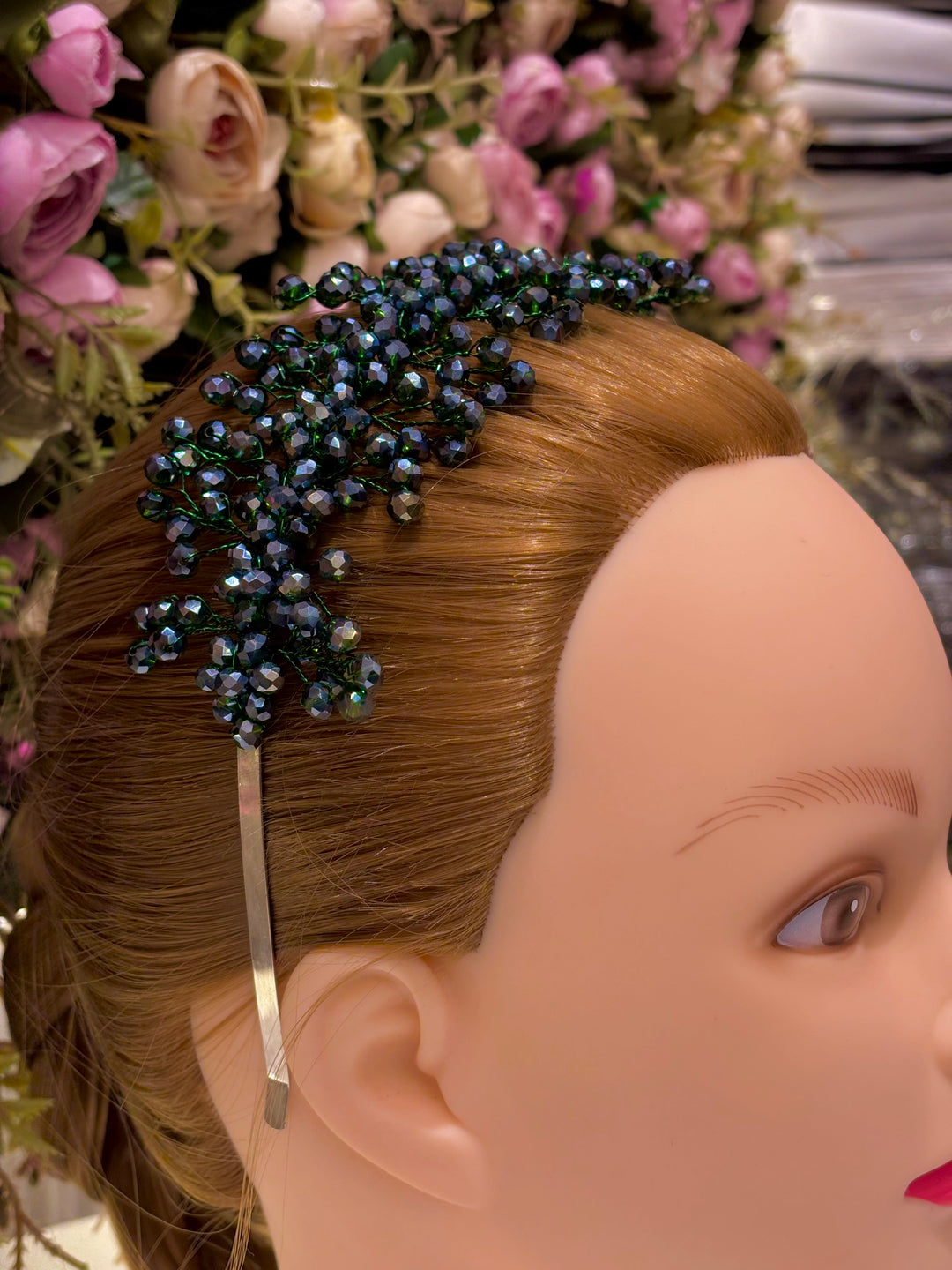Snow Bloom Crystal Tiara Green Color Hairband