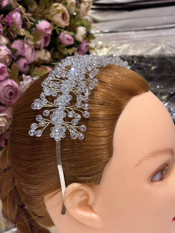 Snow Bloom Crystal Tiara Blue Color Hairband
