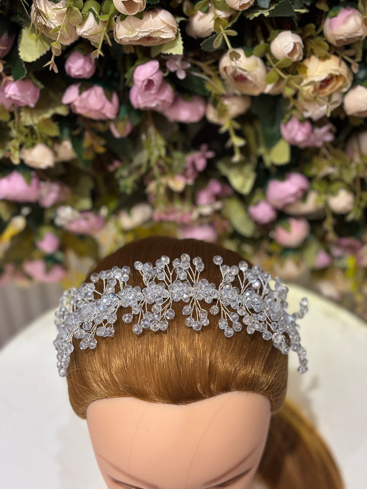 Snow Bloom Crystal Tiara Blue Color Hairband