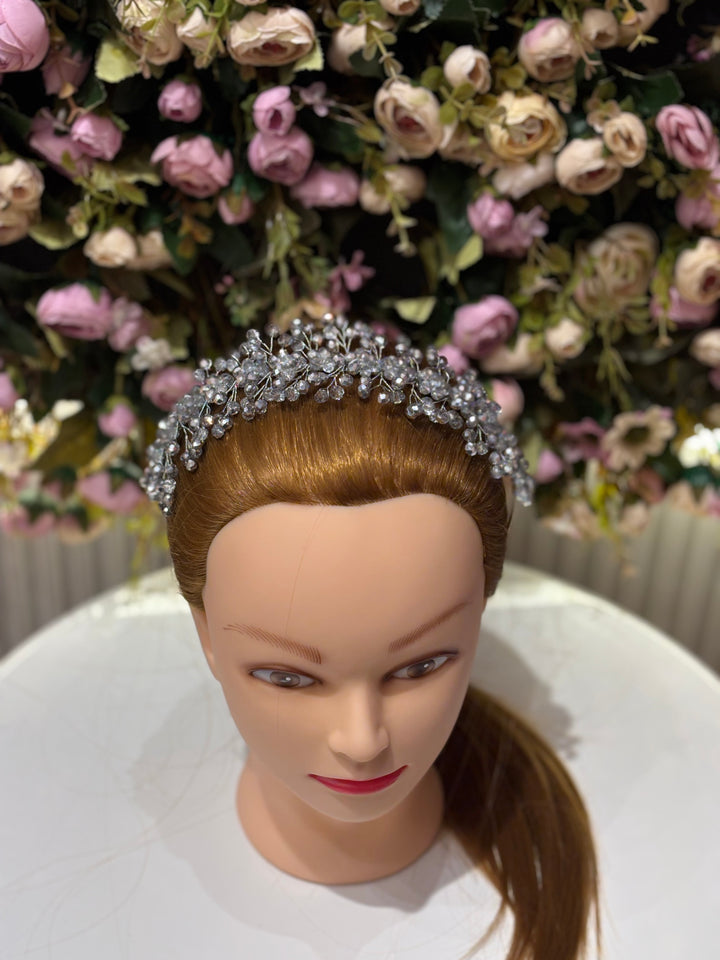 Snow Bloom Crystal Tiara Silver Color Hairband