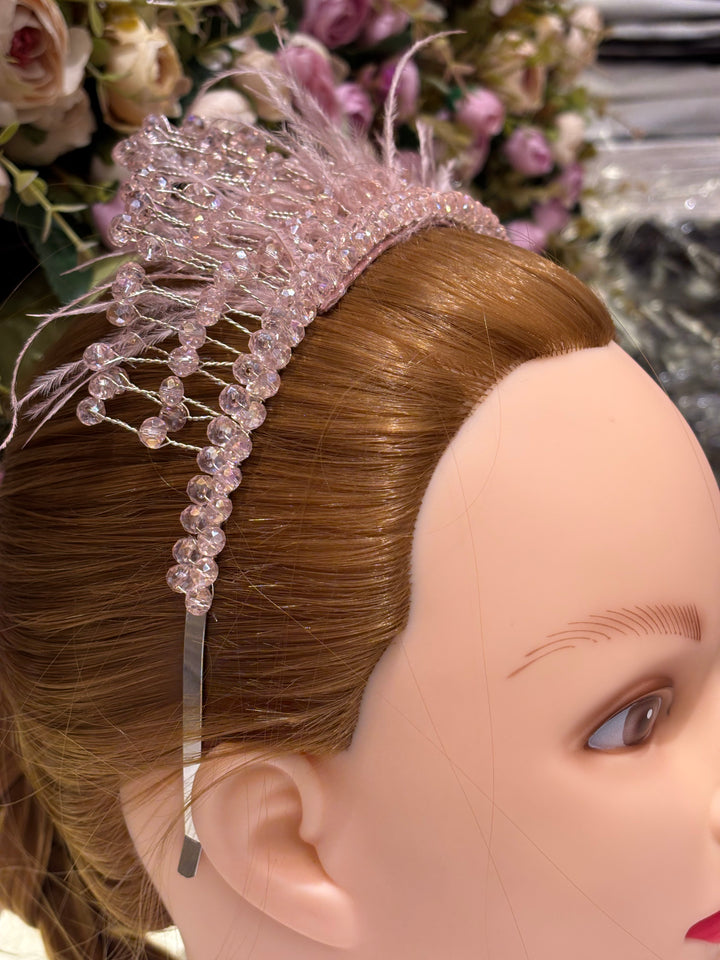 Ice Crystal Crown Tiara Pink Color