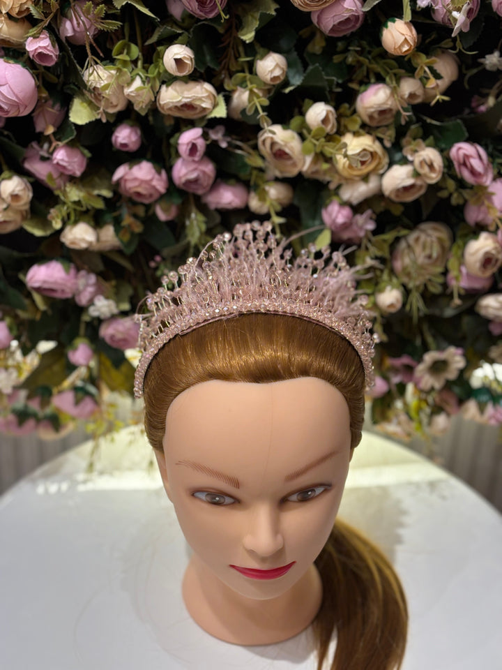 Ice Crystal Crown Tiara Pink Color