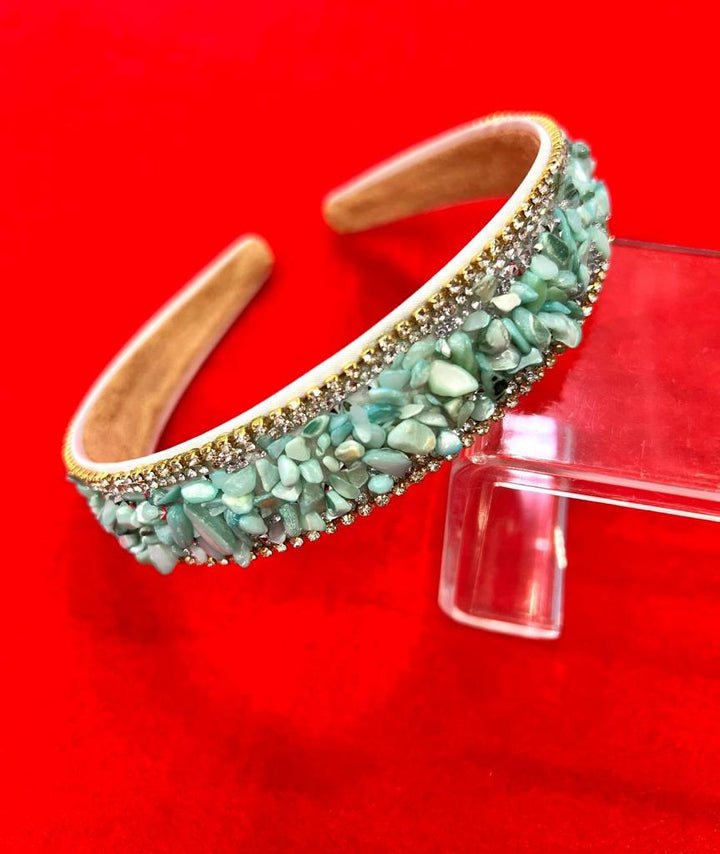 Pastel Green Crystal Rhinestone Luxury Handmade Hairband