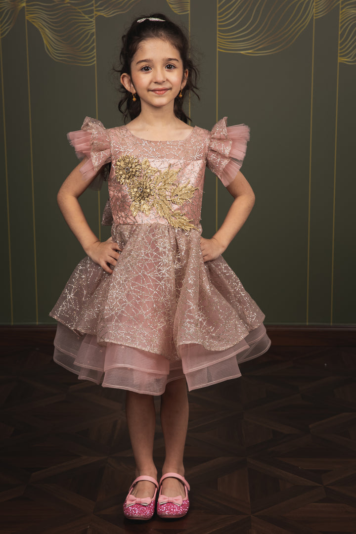 Elif Gorgeous Pink Multilayered Party Dress