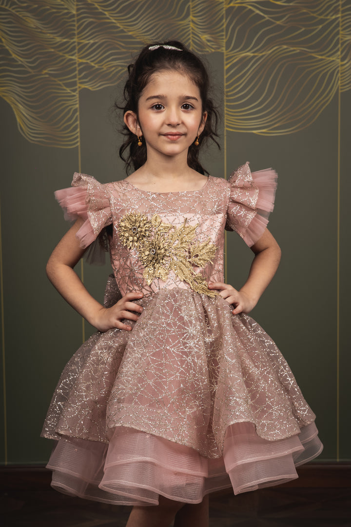 Elif Gorgeous Pink Multilayered Party Dress