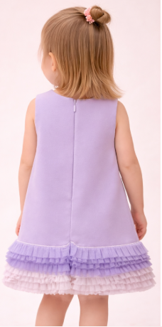 Yusra Girls Lavender Sleeveless Dress with Flower Detail