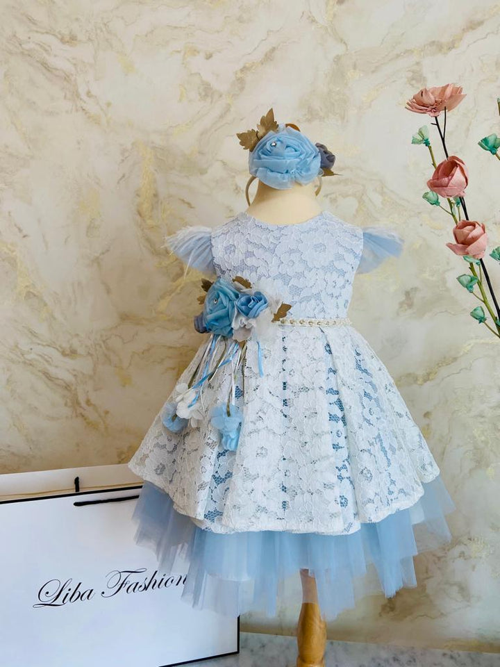 Elsa Blue High Quality Lace Party Dress for Girls