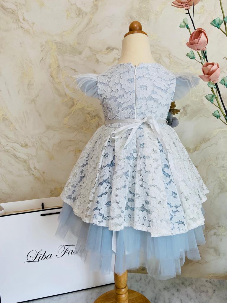 Elsa Blue High Quality Lace Party Dress for Girls