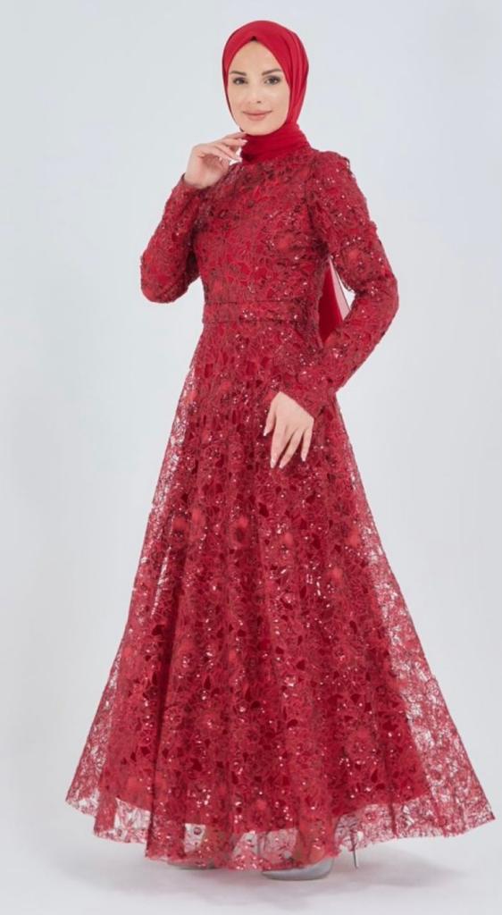 Maroon Lace Maxi Dress For Women