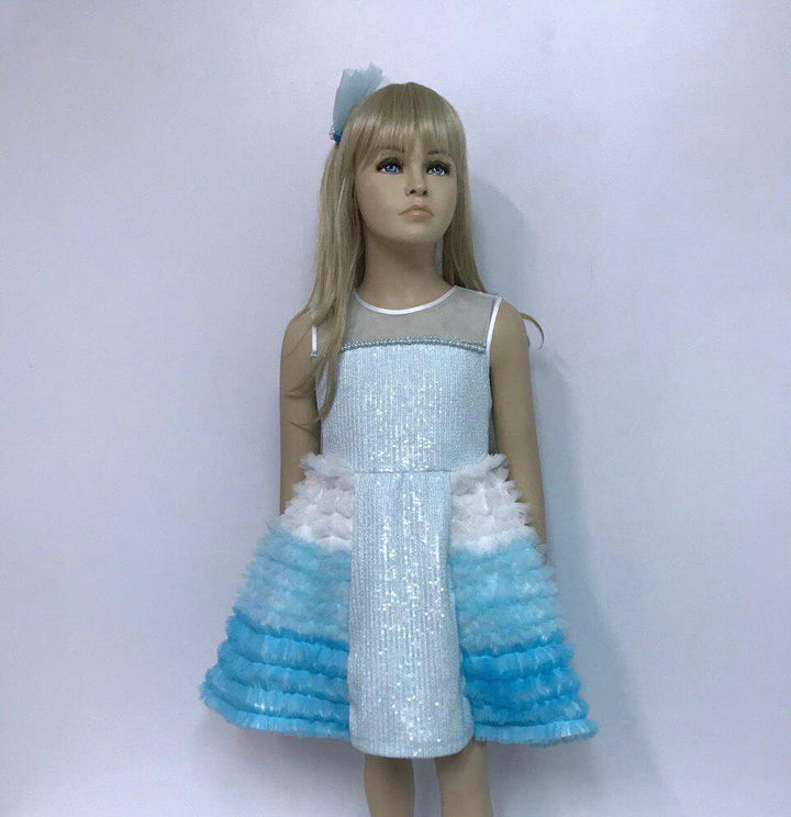 Elsa Sequins Short Blue Colour Party Dress