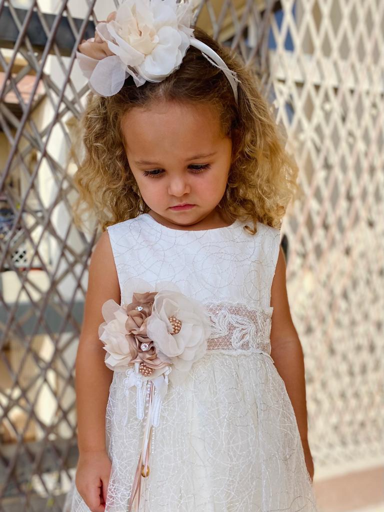 Beige Lace Summer Party Dress for Girls