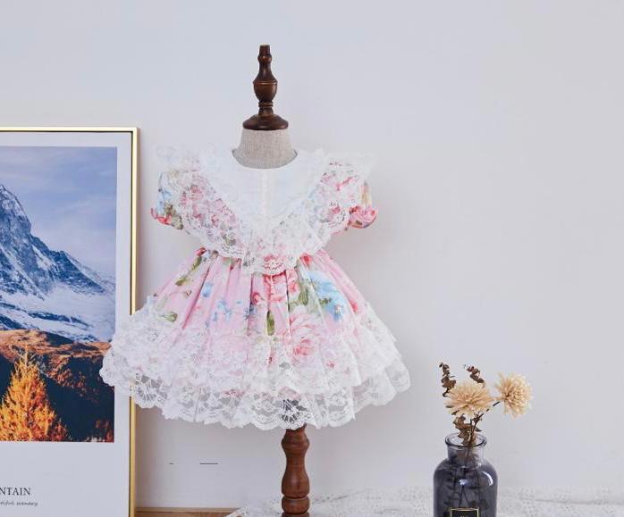 Vintage Princess Lace Print Cotton Dress