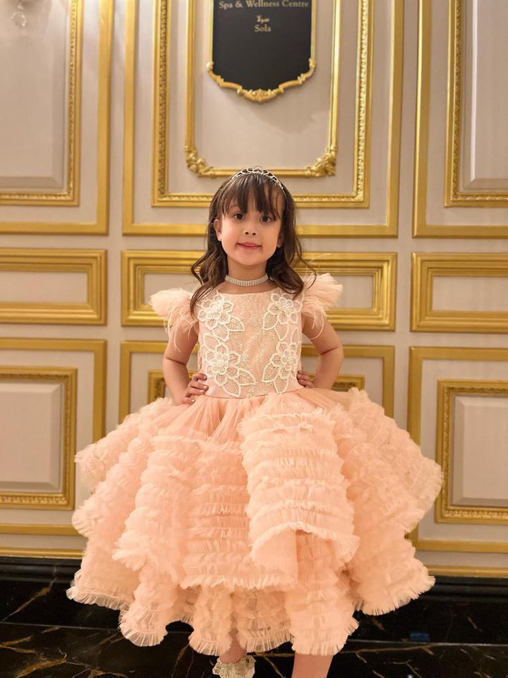 Lucy Peach Fluffy Girls Birthday/Party Dress