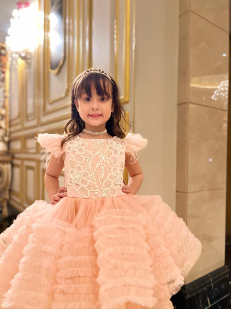 Lucy Peach Fluffy Girls Birthday/Party Dress