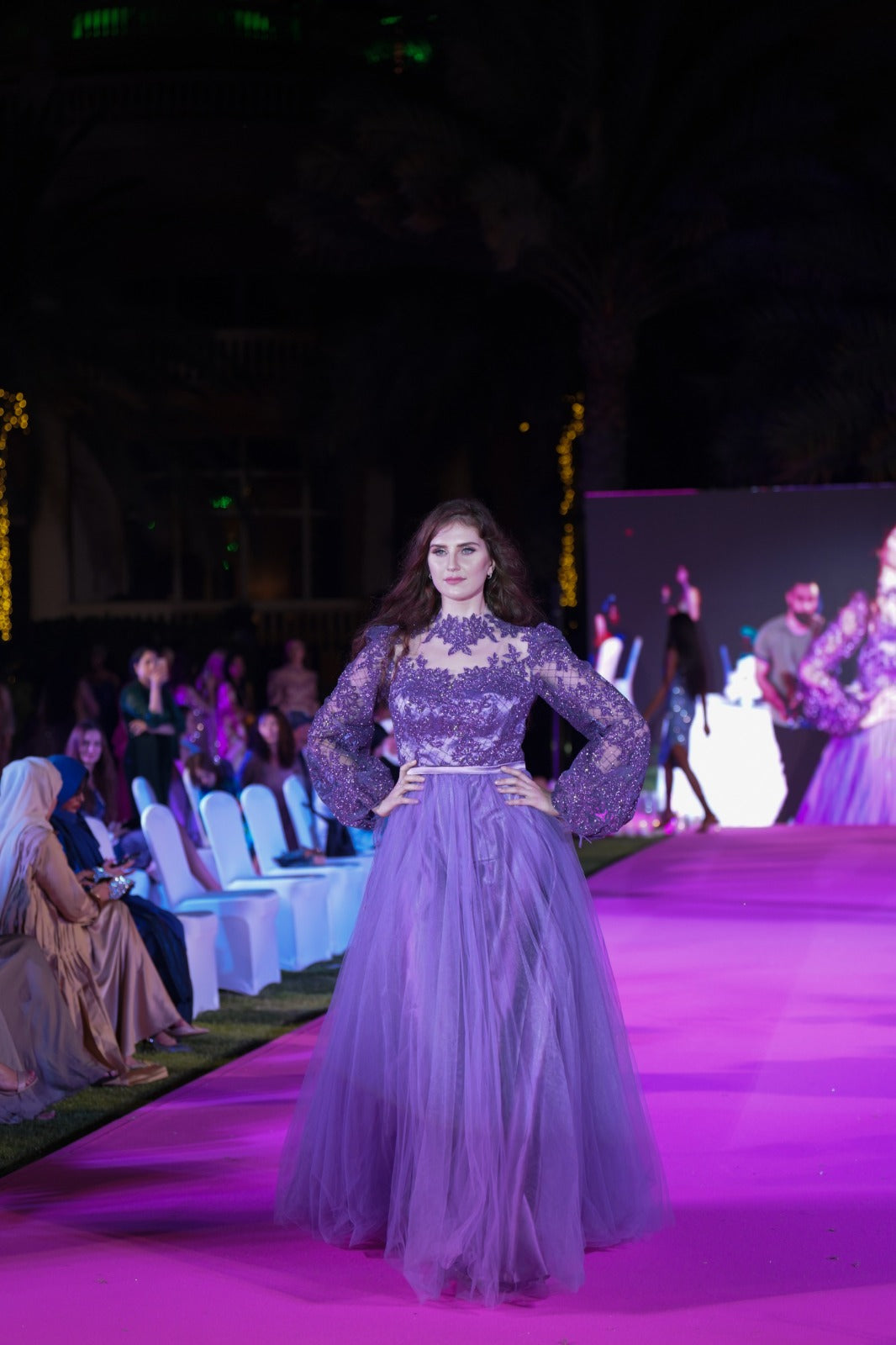 Lavender Glittery Lace Puffy Sleeves Party / Wedding Dress For Women – Liba  Fashion