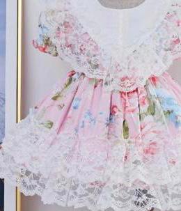 Vintage Princess Lace Print Cotton Dress