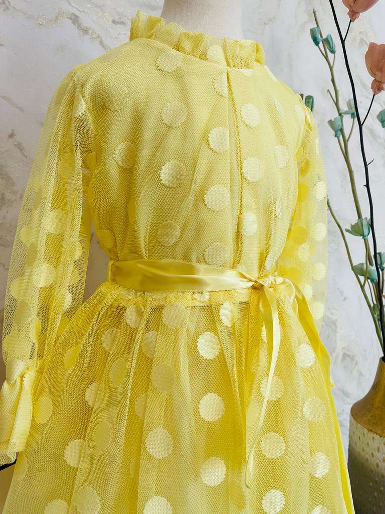 Yellow school farewell dress for girls