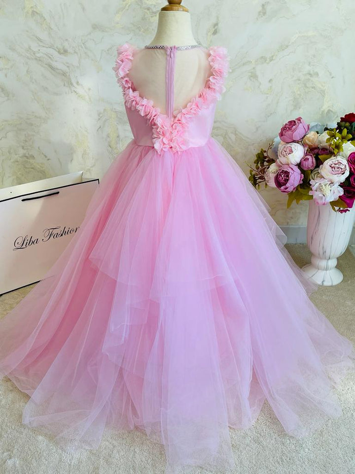 pink wedding party gown for girls