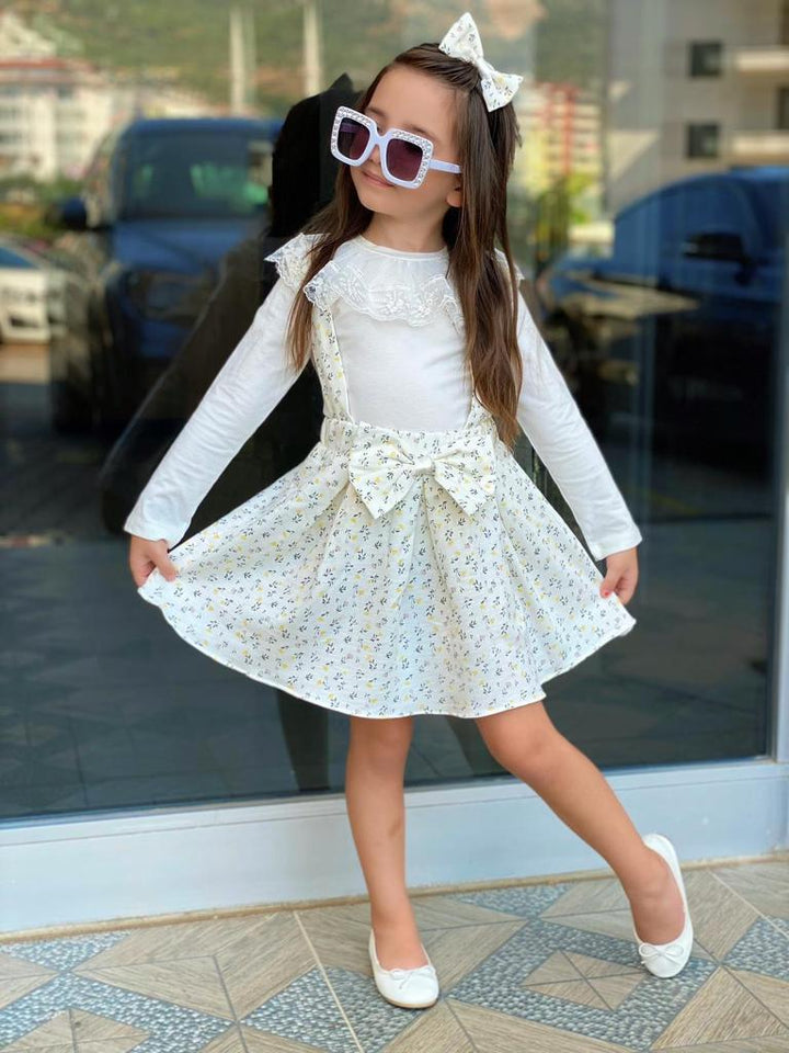 White T-shirt and Skirt Combo For Girls