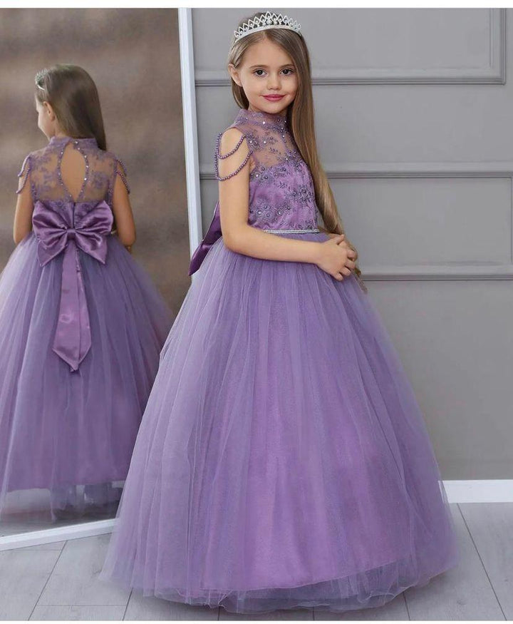 Miral Girls Lilac High Neck Party Dress