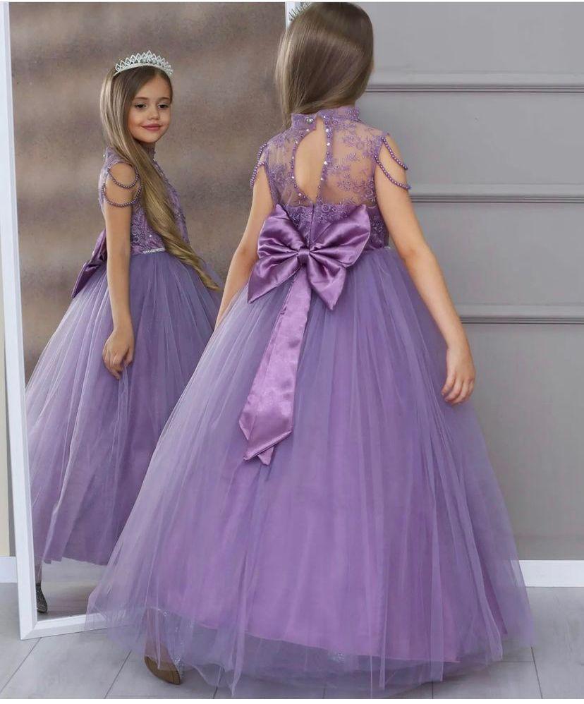 Miral Girls Lilac High Neck Party Dress