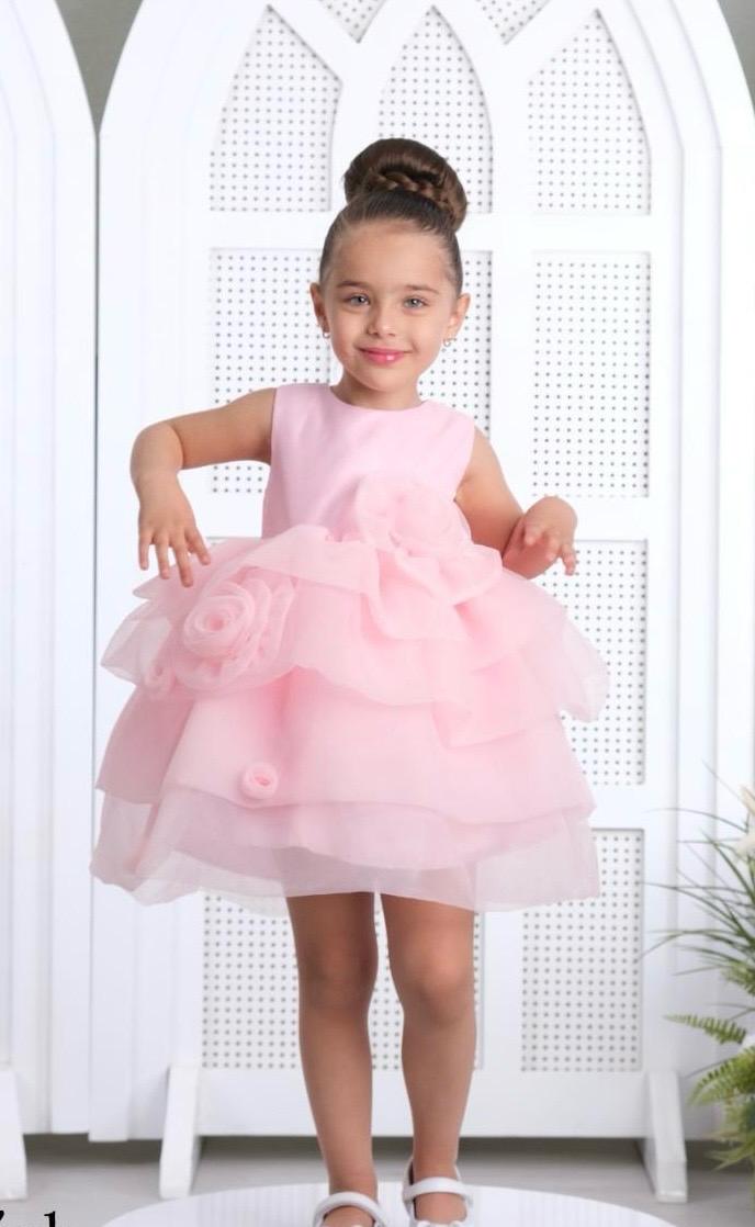 Saja Girls Charming Pink Layered Ruffle Party Dress
