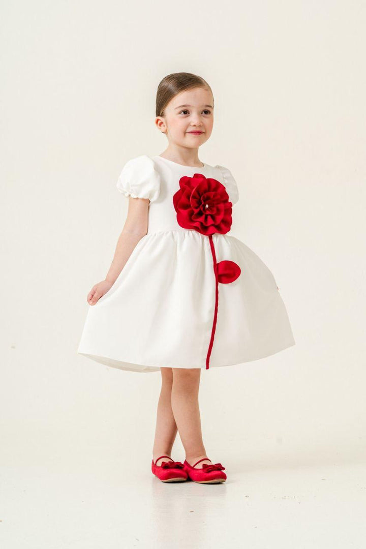 Neeha Elegant White Big Flower Party Dress for Girls