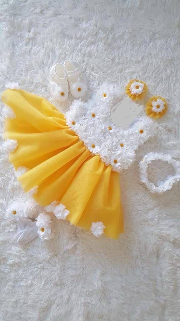 Hadeel Baby Girls Sunshine Yellow Floral Party Dress