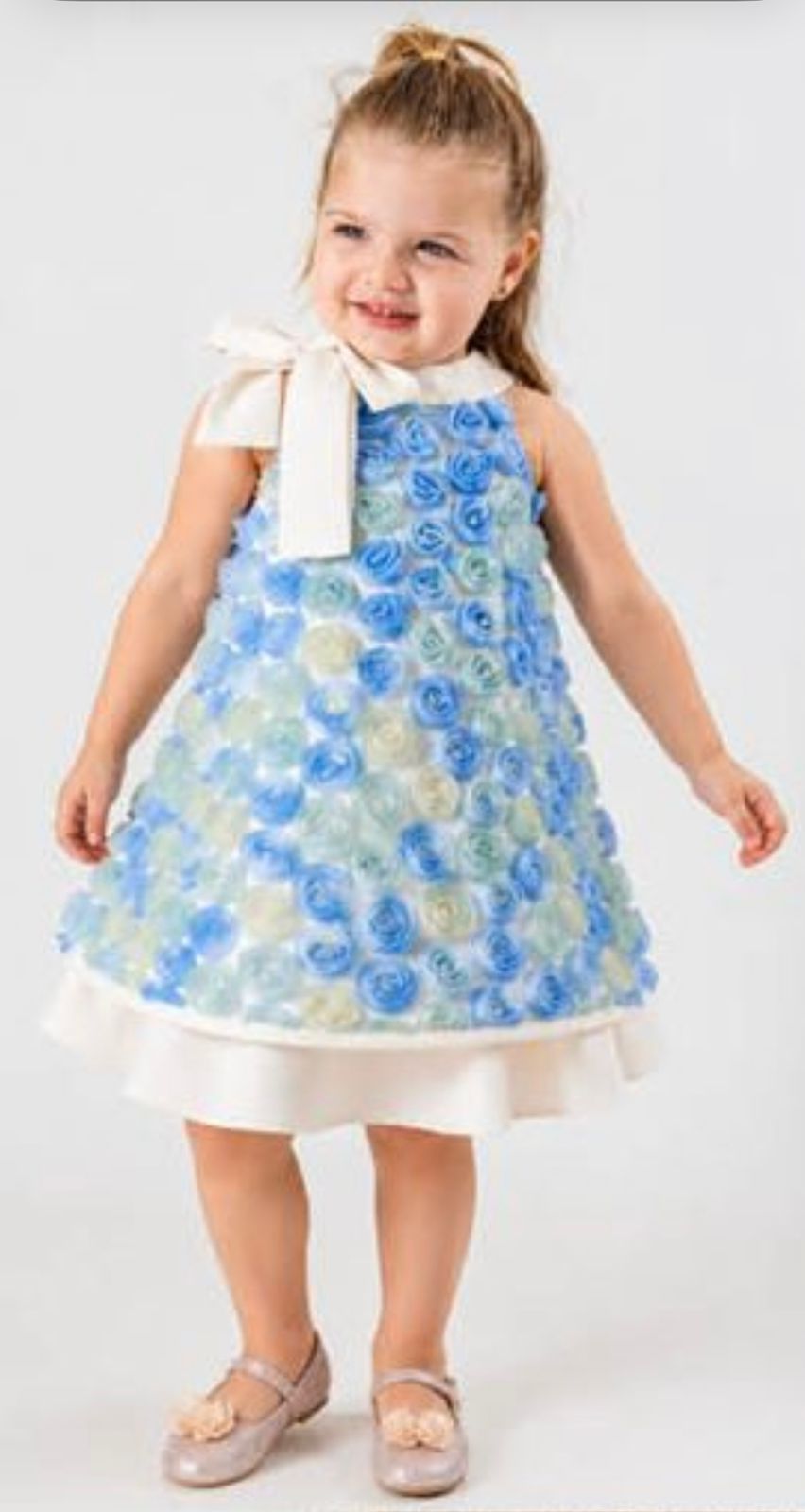 Lili Blue Rosette A-Line Party Dress for Girls