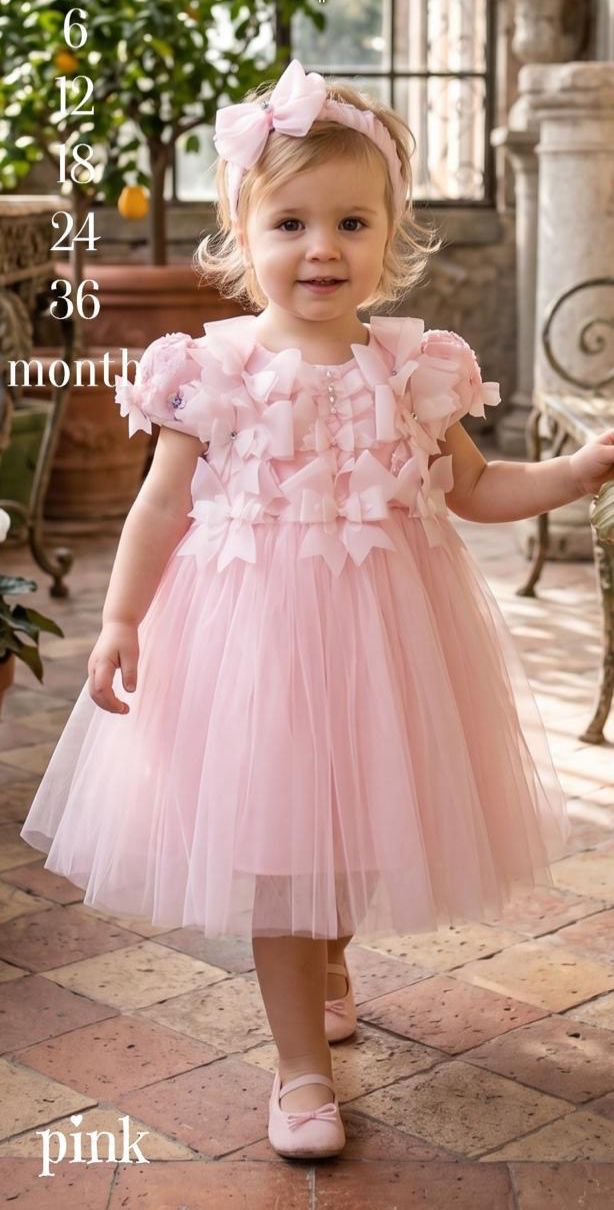 Blake Pink Floral Tulle Birthday Party Dress for Baby Girls