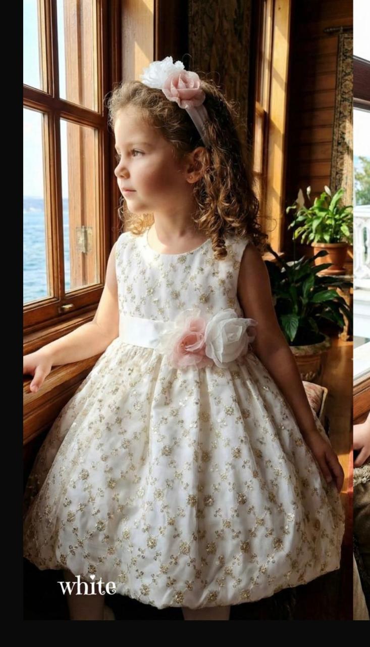 Andrea Girls Floral Embroidered Blush Pink Party Dress