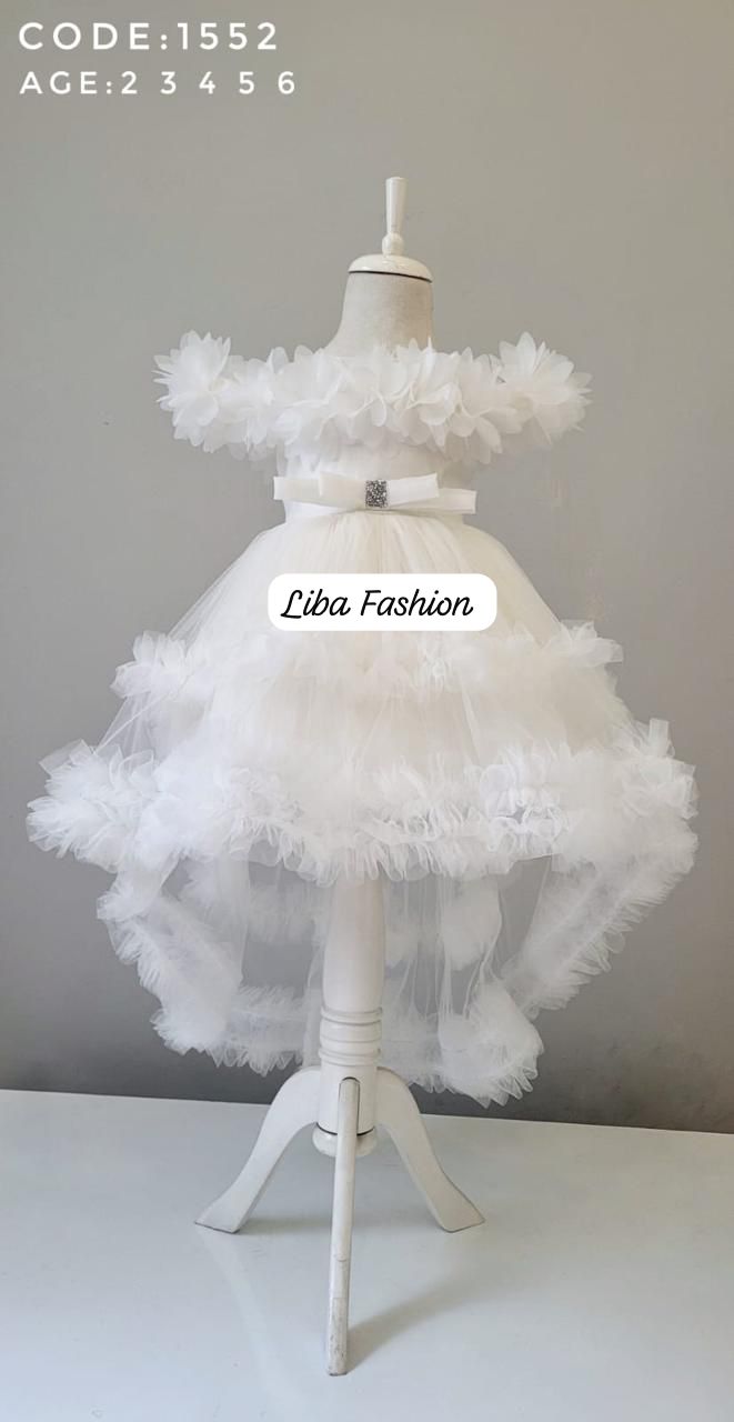 Haniya White High-Low Princess Gown