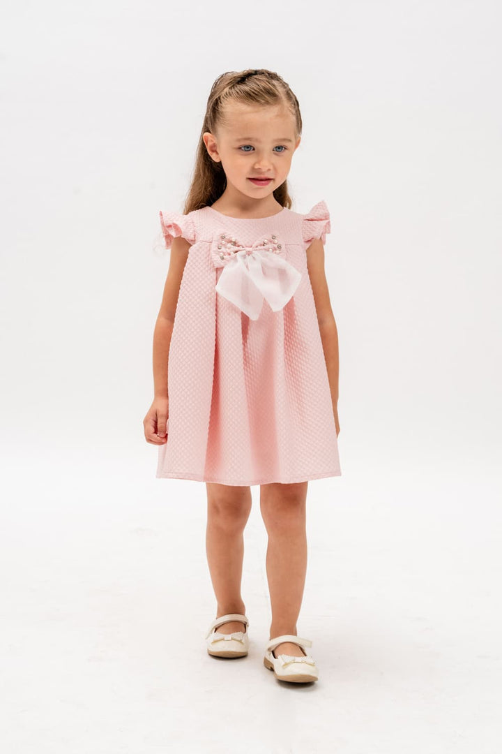 Calista Girls Blush Pink Bow A-Line Party Dress