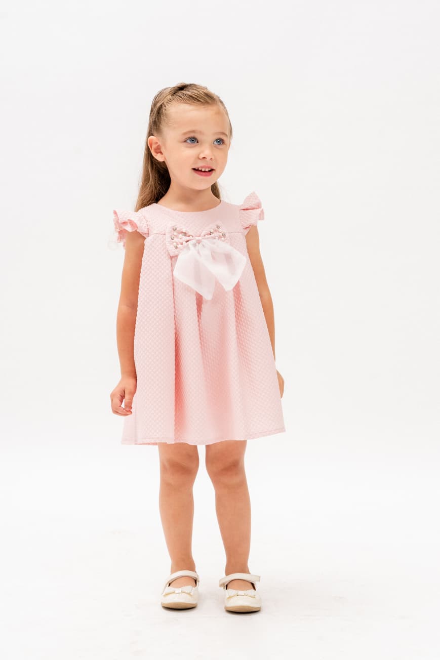 Calista Girls Blush Pink Bow A-Line Party Dress