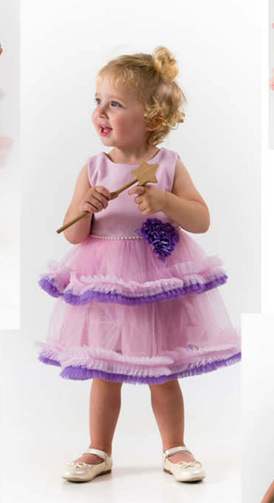 Allie Pink & Purple Layered Girls Tulle Party Dress